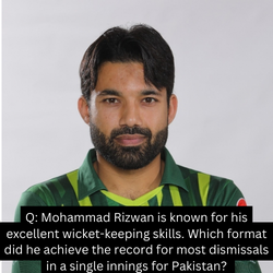 Q: Mohammad Rizwan is known for his excellent wicket-keeping skills. Which format did he achieve the record for most dismissals in a single innings for Pakistan?