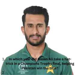 In which year did Hasan Ali take a hat-trick in a Champions Trophy final, helping Pakistan win the title?