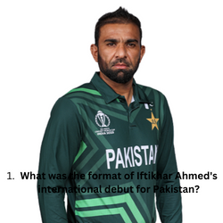 What was the format of Iftikhar Ahmed's international debut for Pakistan?
