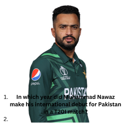In which year did Muhammad Nawaz make his international debut for Pakistan in a T20I match?
